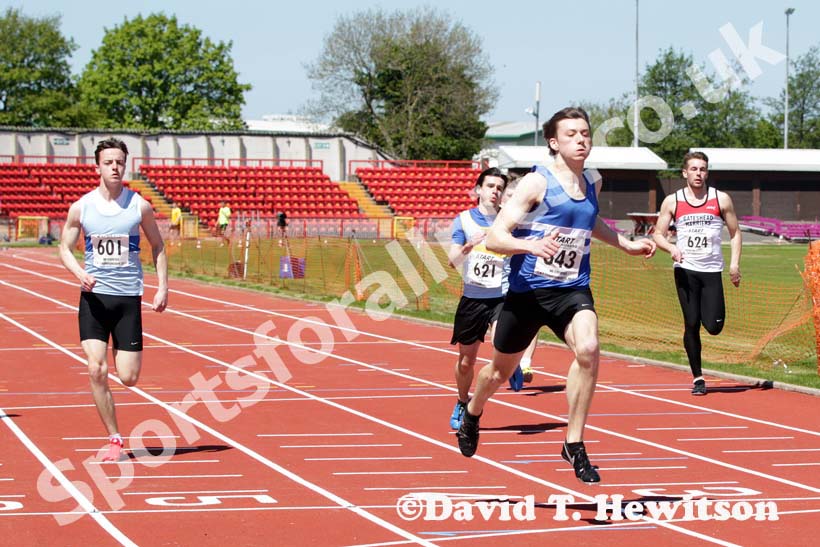Jack Hepple (Morpeth) winning the under-20s 100 metres at the North Eastern Champs, Gateshead.